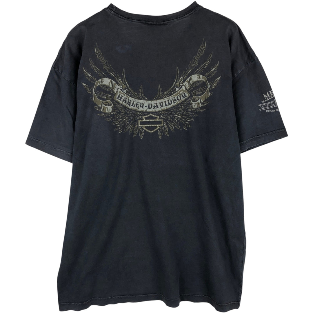 Harley-Davidson Skull Pattern with Wings, Motorcycle T-Shirt, Men's, Size XL cotton Charcoal Vintage Second Hand