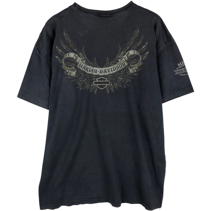 Harley-Davidson Skull Pattern with Wings, Motorcycle T-Shirt, Men's, Size XL cotton Charcoal Vintage Second Hand