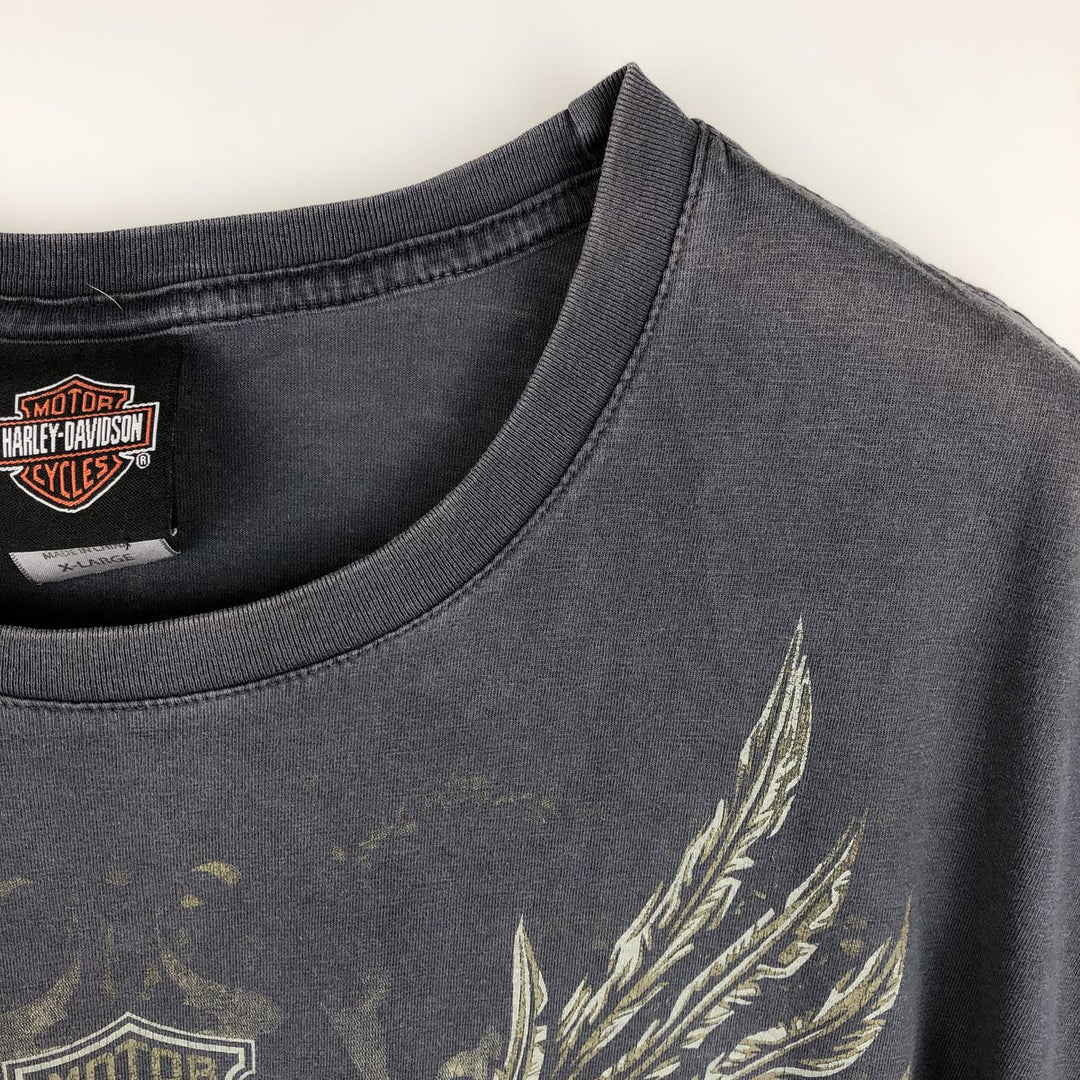 Harley-Davidson Skull Pattern with Wings, Motorcycle T-Shirt, Men's, Size XL cotton Charcoal Vintage Second Hand