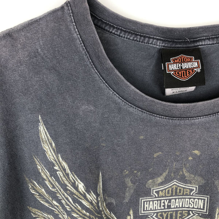 Harley-Davidson Skull Pattern with Wings, Motorcycle T-Shirt, Men's, Size XL cotton Charcoal Vintage Second Hand