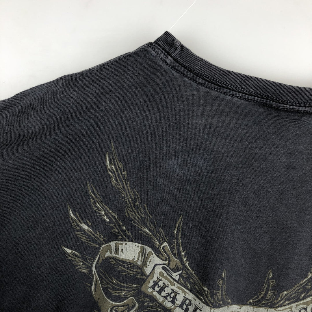 Harley-Davidson Skull Pattern with Wings, Motorcycle T-Shirt, Men's, Size XL cotton Charcoal Vintage Second Hand