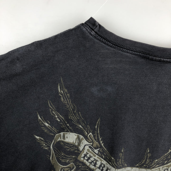 Harley-Davidson Skull Pattern with Wings, Motorcycle T-Shirt, Men's, Size XL cotton Charcoal Vintage Second Hand