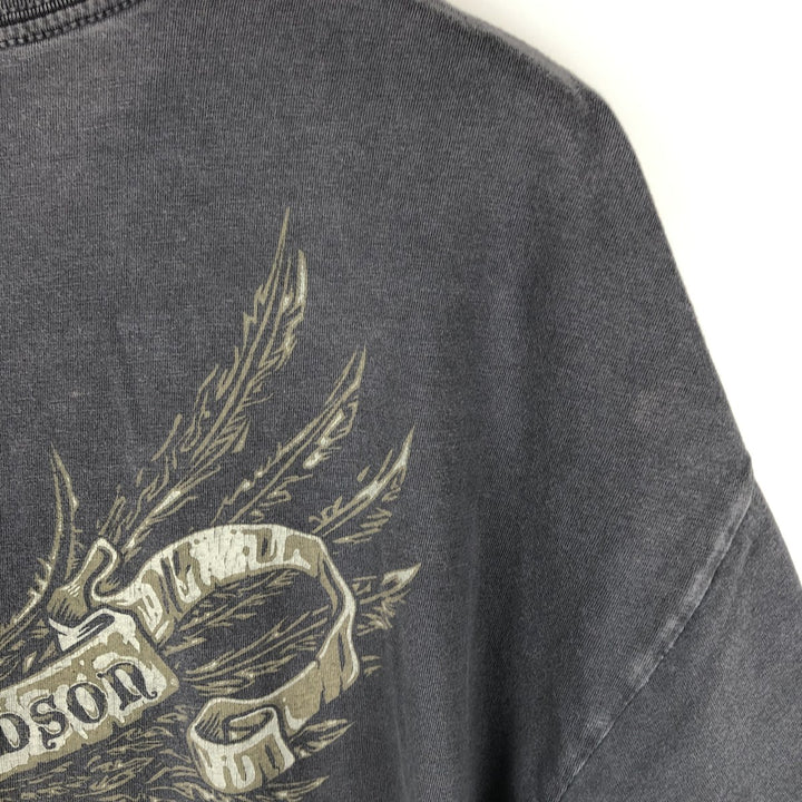 Harley-Davidson Skull Pattern with Wings, Motorcycle T-Shirt, Men's, Size XL cotton Charcoal Vintage Second Hand