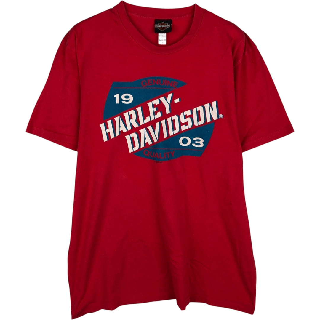 Harley-Davidson Motorcycle Bike T-shirt Made in USA Men's L size cotton red type Vintage Second Hand