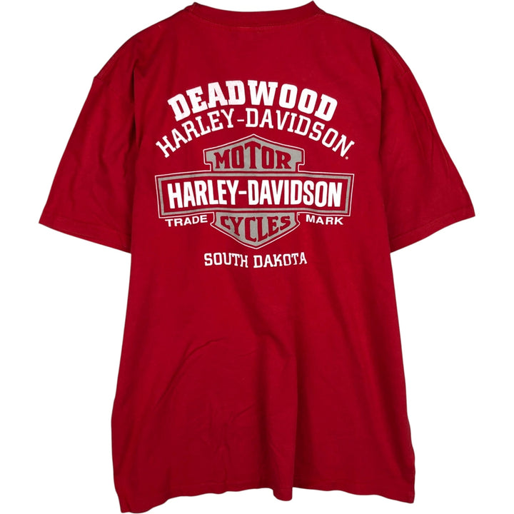 Harley-Davidson Motorcycle Bike T-shirt Made in USA Men's L size cotton red type Vintage Second Hand