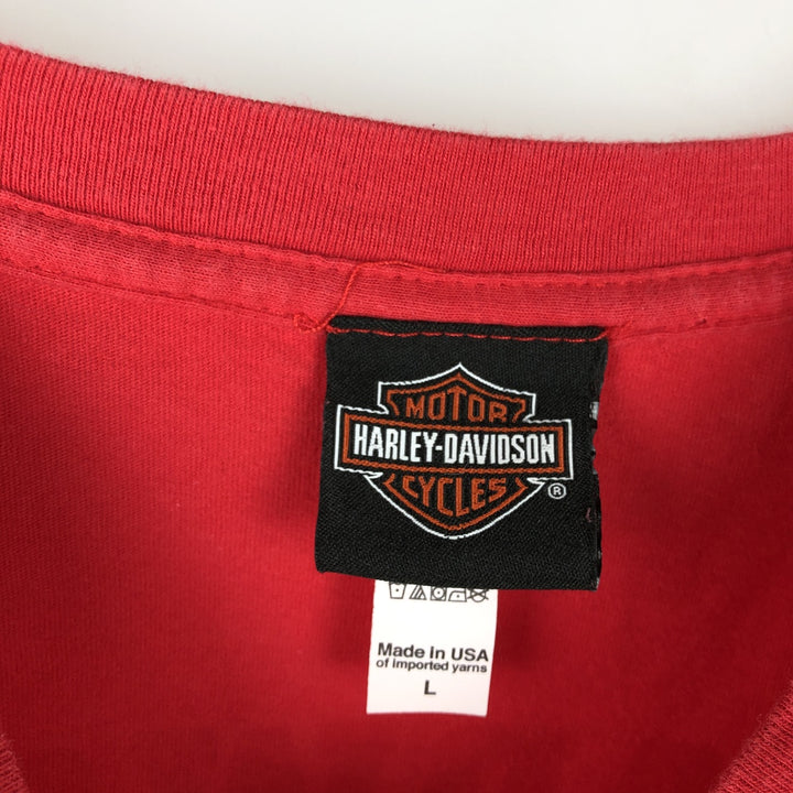 Harley-Davidson Motorcycle Bike T-shirt Made in USA Men's L size cotton red type Vintage Second Hand