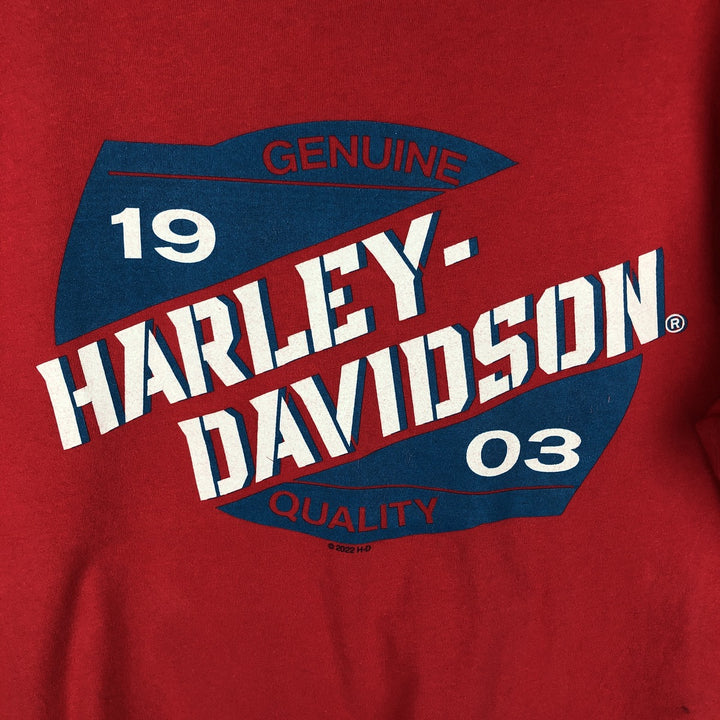 Harley-Davidson Motorcycle Bike T-shirt Made in USA Men's L size cotton red type Vintage Second Hand