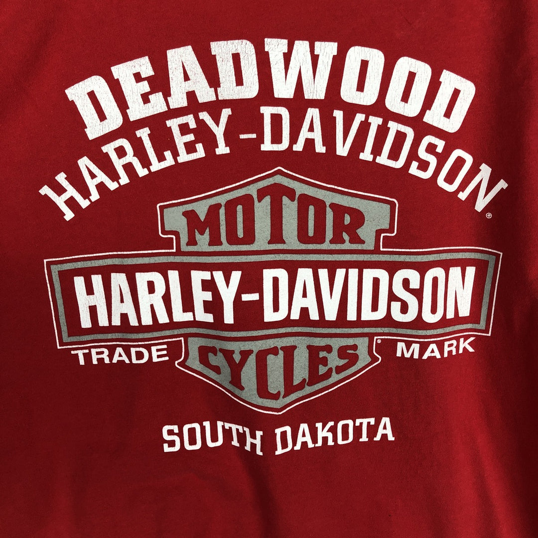 Harley-Davidson Motorcycle Bike T-shirt Made in USA Men's L size cotton red type Vintage Second Hand
