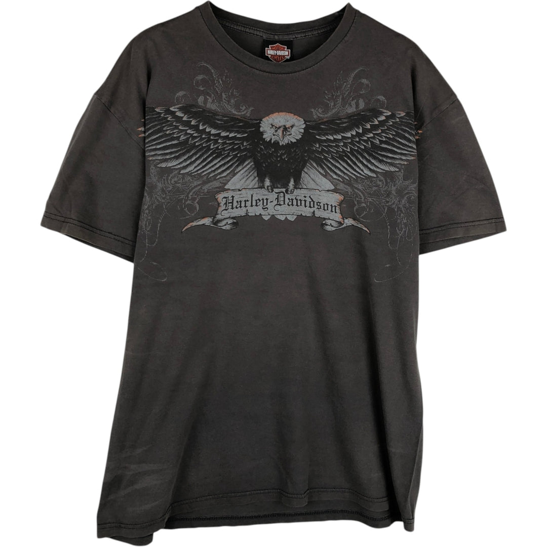 Harley-Davidson Eagle Pattern Motorcycle Bike T-shirt Men's L size cotton chocolate Vintage Second Hand