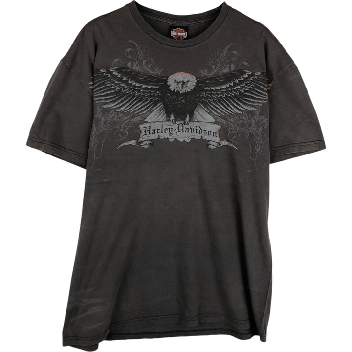 Harley-Davidson Eagle Pattern Motorcycle Bike T-shirt Men's L size cotton chocolate Vintage Second Hand