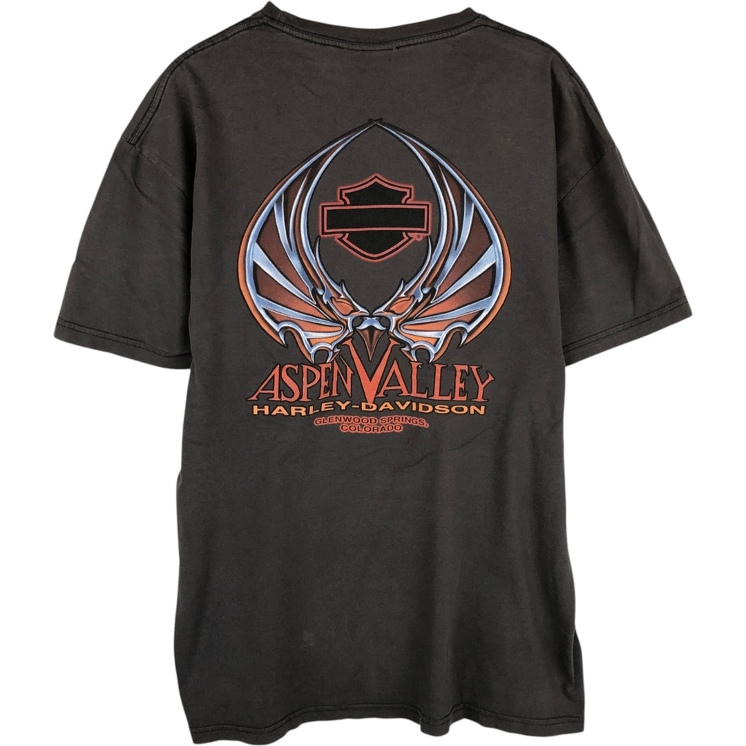 Harley-Davidson Eagle Pattern Motorcycle Bike T-shirt Men's L size cotton chocolate Vintage Second Hand