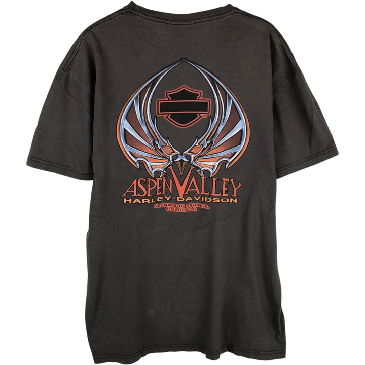 Harley-Davidson Eagle Pattern Motorcycle Bike T-shirt Men's L size cotton chocolate Vintage Second Hand