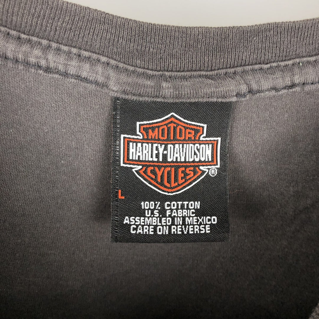 Harley-Davidson Eagle Pattern Motorcycle Bike T-shirt Men's L size cotton chocolate Vintage Second Hand