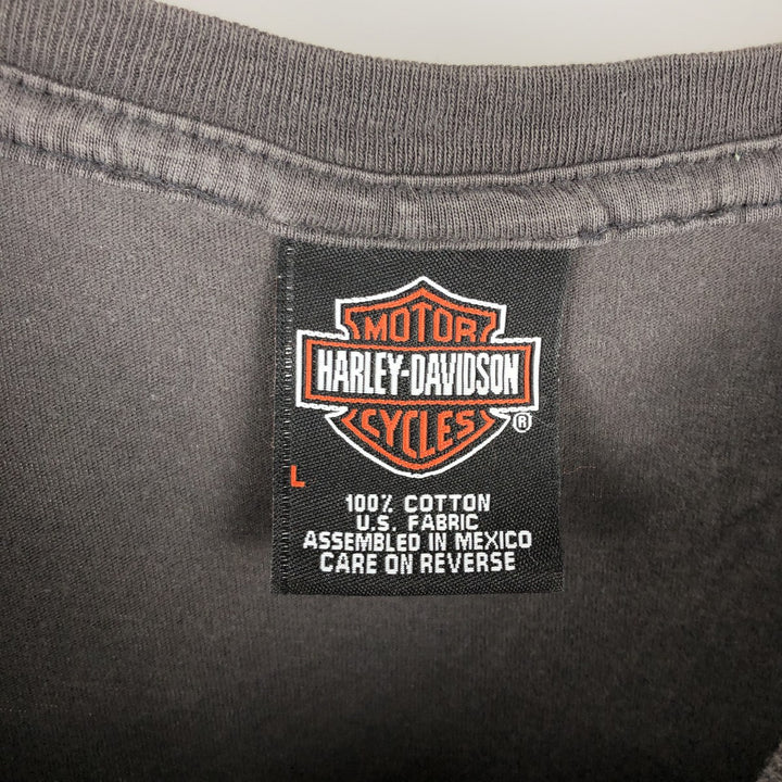 Harley-Davidson Eagle Pattern Motorcycle Bike T-shirt Men's L size cotton chocolate Vintage Second Hand