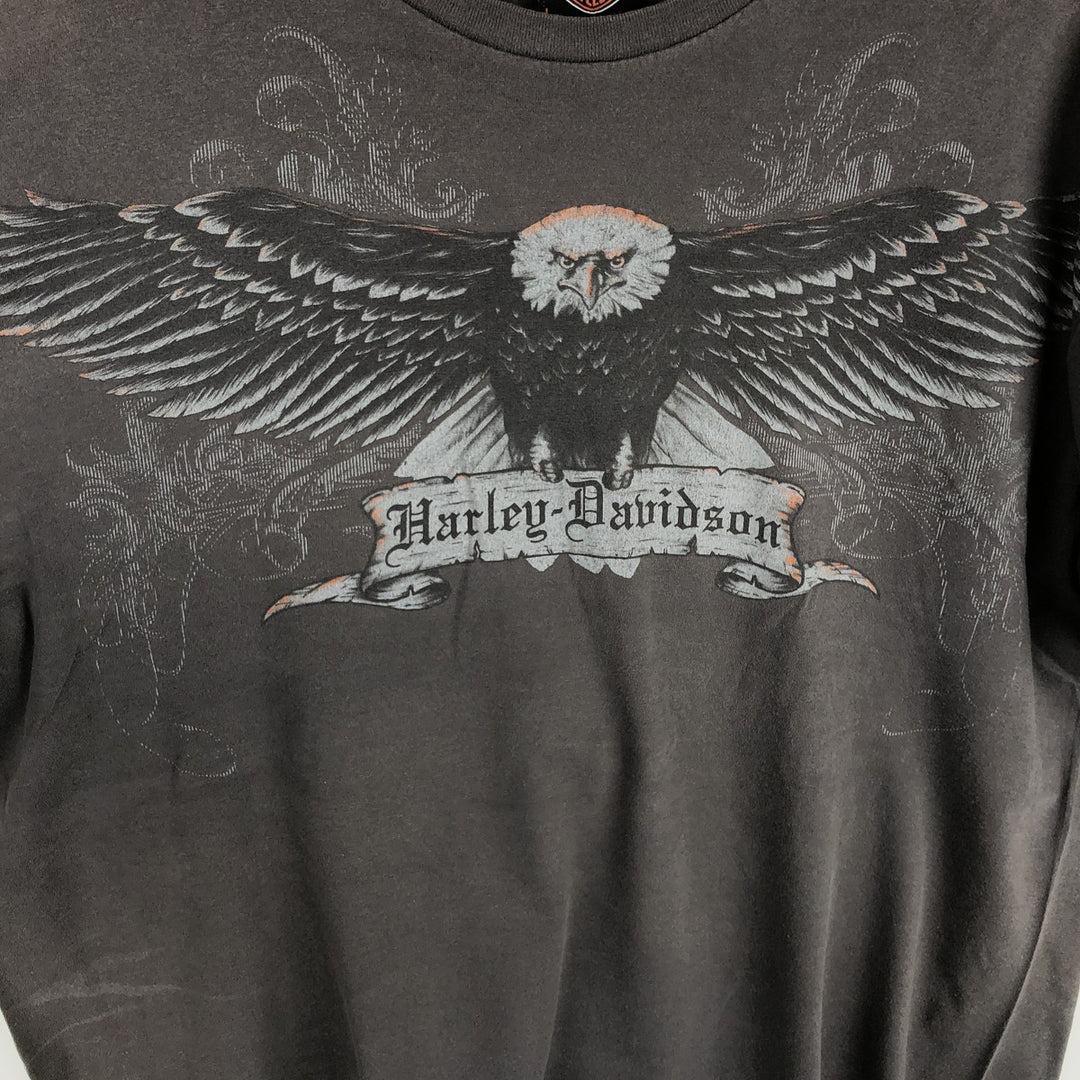 Harley-Davidson Eagle Pattern Motorcycle Bike T-shirt Men's L size cotton chocolate Vintage Second Hand