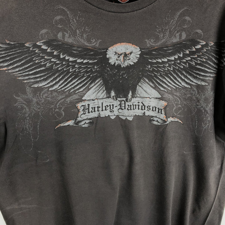 Harley-Davidson Eagle Pattern Motorcycle Bike T-shirt Men's L size cotton chocolate Vintage Second Hand