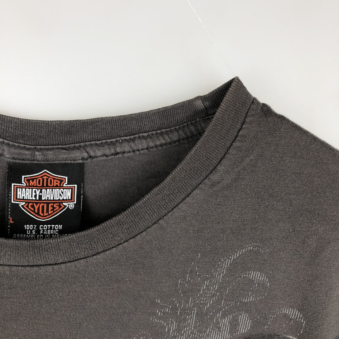 Harley-Davidson Eagle Pattern Motorcycle Bike T-shirt Men's L size cotton chocolate Vintage Second Hand
