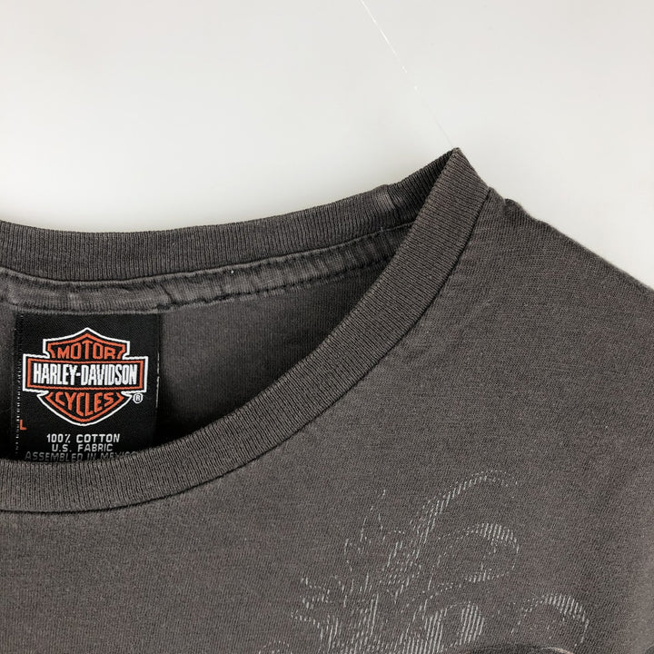 Harley-Davidson Eagle Pattern Motorcycle Bike T-shirt Men's L size cotton chocolate Vintage Second Hand