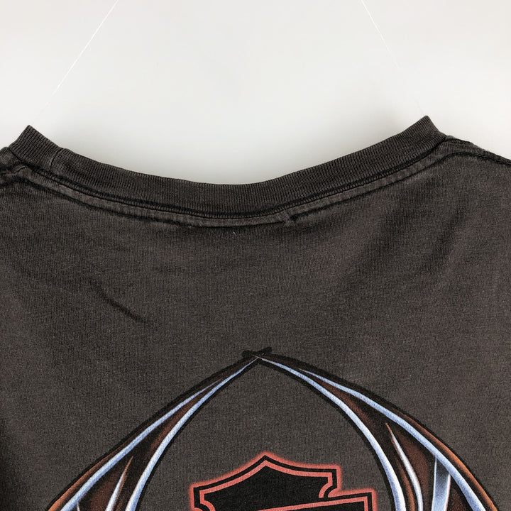 Harley-Davidson Eagle Pattern Motorcycle Bike T-shirt Men's L size cotton chocolate Vintage Second Hand
