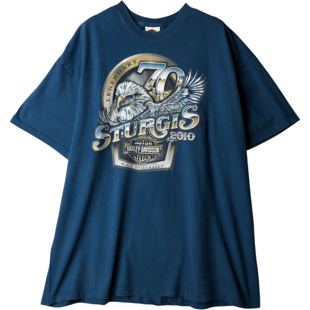Harley-Davidson Eagle Pattern Motorcycle Bike T-shirt Made in USA Men's XXL cotton blue type Vintage Second Hand