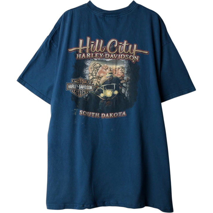 Harley-Davidson Eagle Pattern Motorcycle Bike T-shirt Made in USA Men's XXL cotton blue type Vintage Second Hand