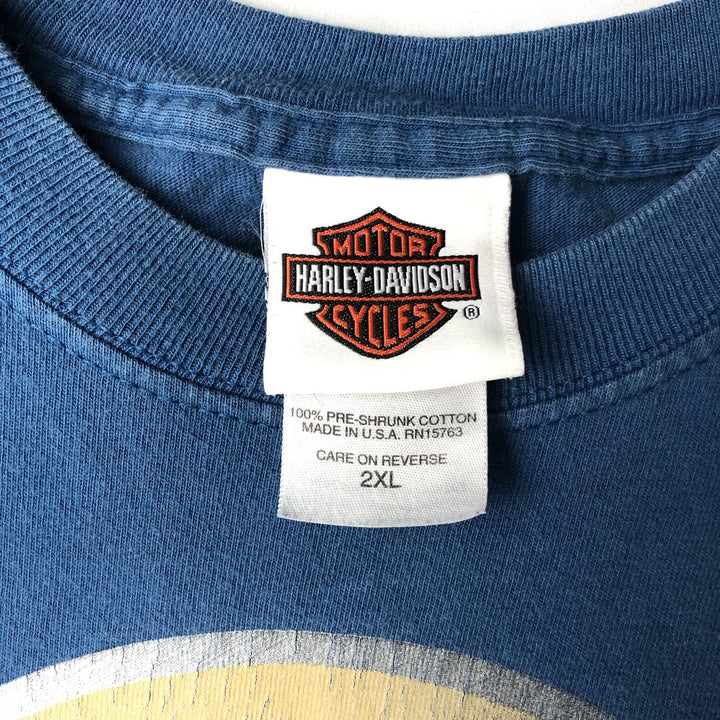 Harley-Davidson Eagle Pattern Motorcycle Bike T-shirt Made in USA Men's XXL cotton blue type Vintage Second Hand