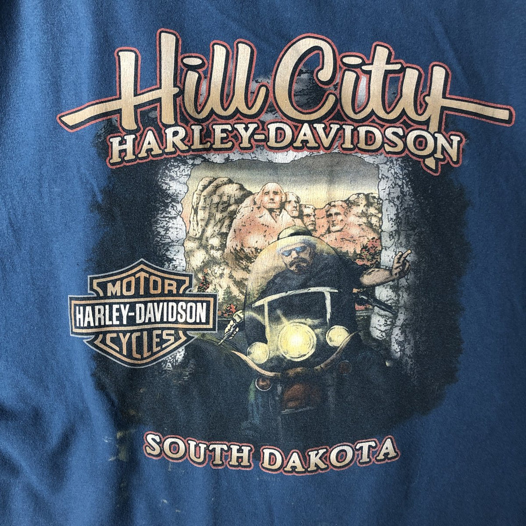 Harley-Davidson Eagle Pattern Motorcycle Bike T-shirt Made in USA Men's XXL cotton blue type Vintage Second Hand