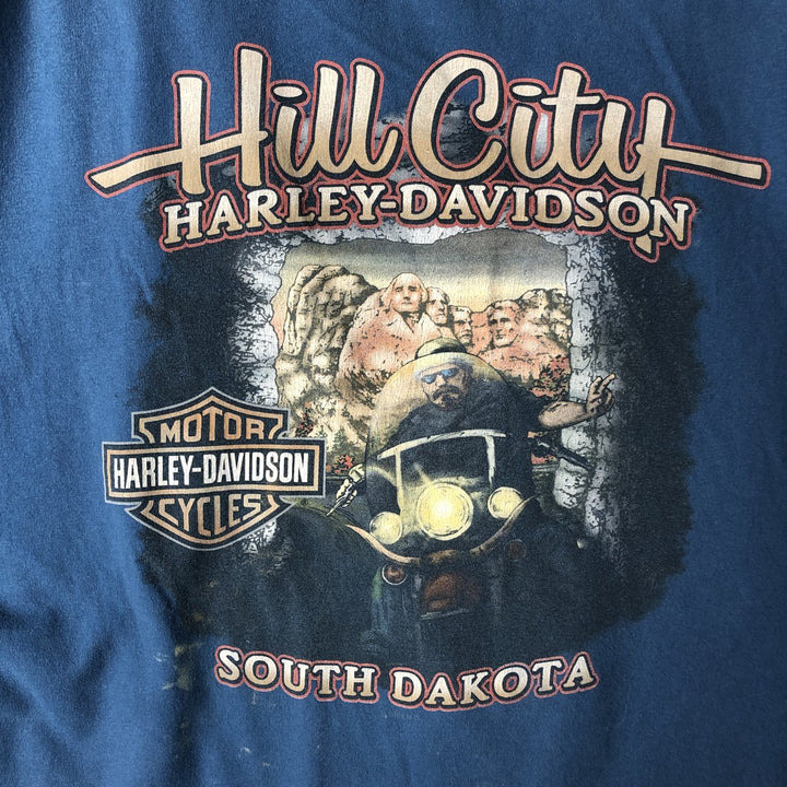 Harley-Davidson Eagle Pattern Motorcycle Bike T-shirt Made in USA Men's XXL cotton blue type Vintage Second Hand
