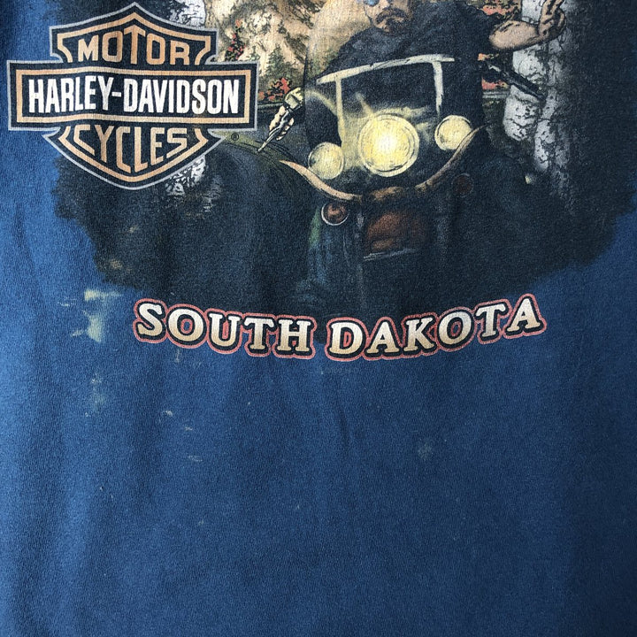 Harley-Davidson Eagle Pattern Motorcycle Bike T-shirt Made in USA Men's XXL cotton blue type Vintage Second Hand