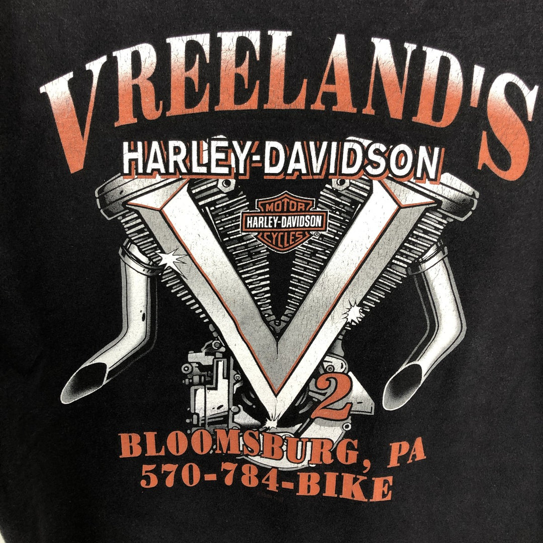 Harley-Davidson Eagle Pattern Motorcycle Bike T-shirt Made in USA Men's L size cotton black type Vintage Second Hand