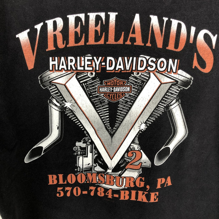 Harley-Davidson Eagle Pattern Motorcycle Bike T-shirt Made in USA Men's L size cotton black type Vintage Second Hand