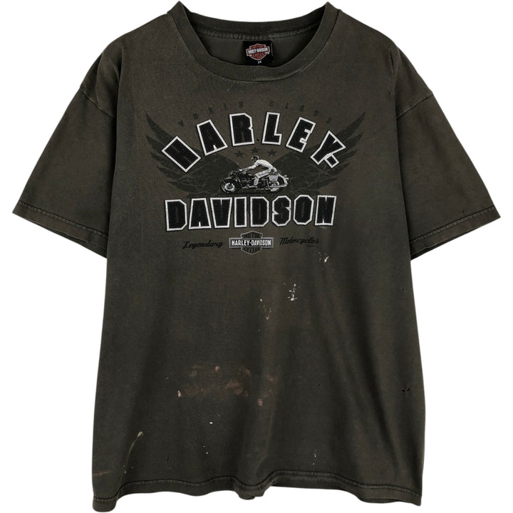 00'S Harley-Davidson Motorcycle Bike T-shirt Made in USA Men's XXL cotton Khaki type Vintage Second Hand