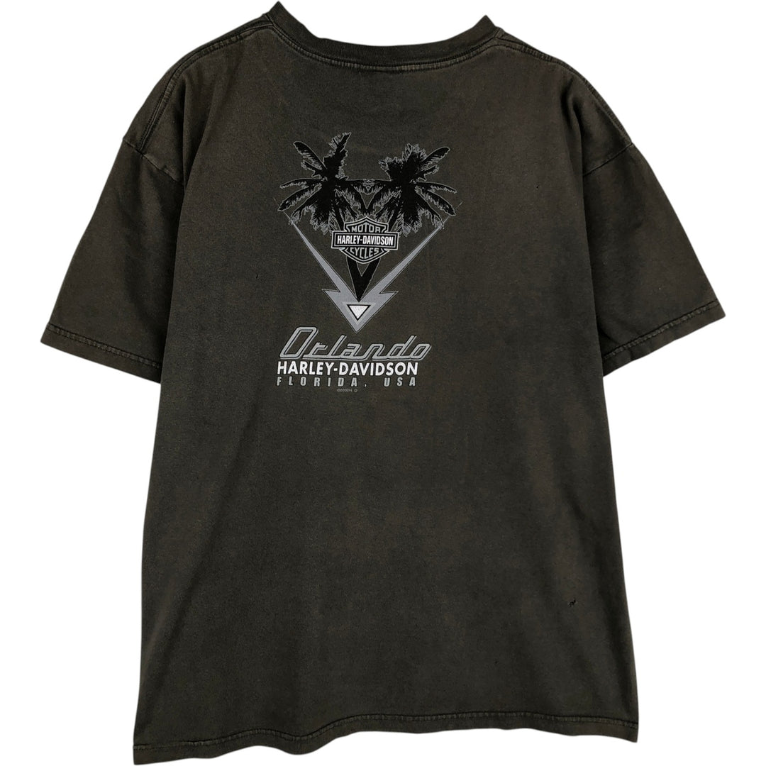 00'S Harley-Davidson Motorcycle Bike T-shirt Made in USA Men's XXL cotton Khaki type Vintage Second Hand