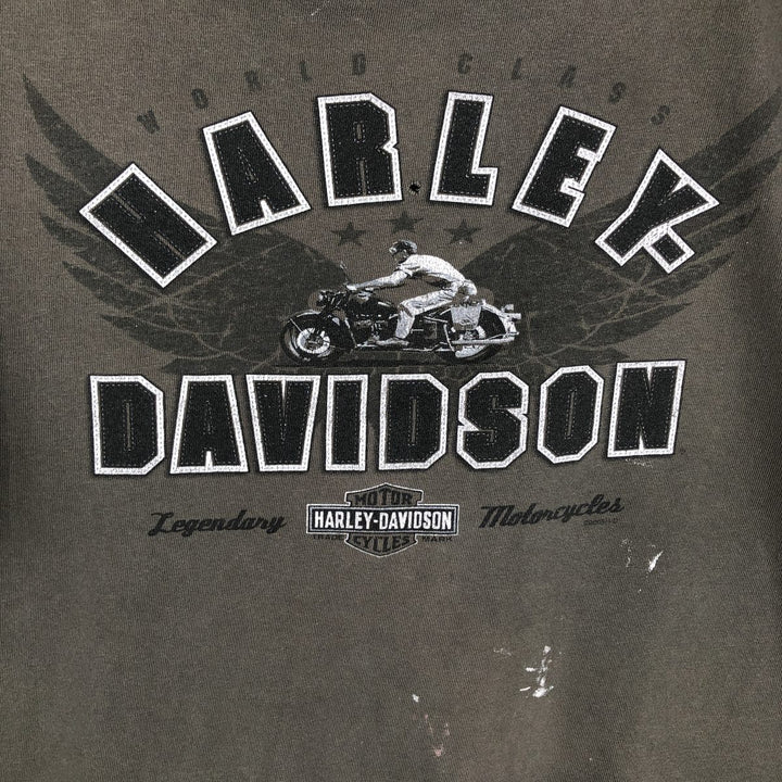 00'S Harley-Davidson Motorcycle Bike T-shirt Made in USA Men's XXL cotton Khaki type Vintage Second Hand
