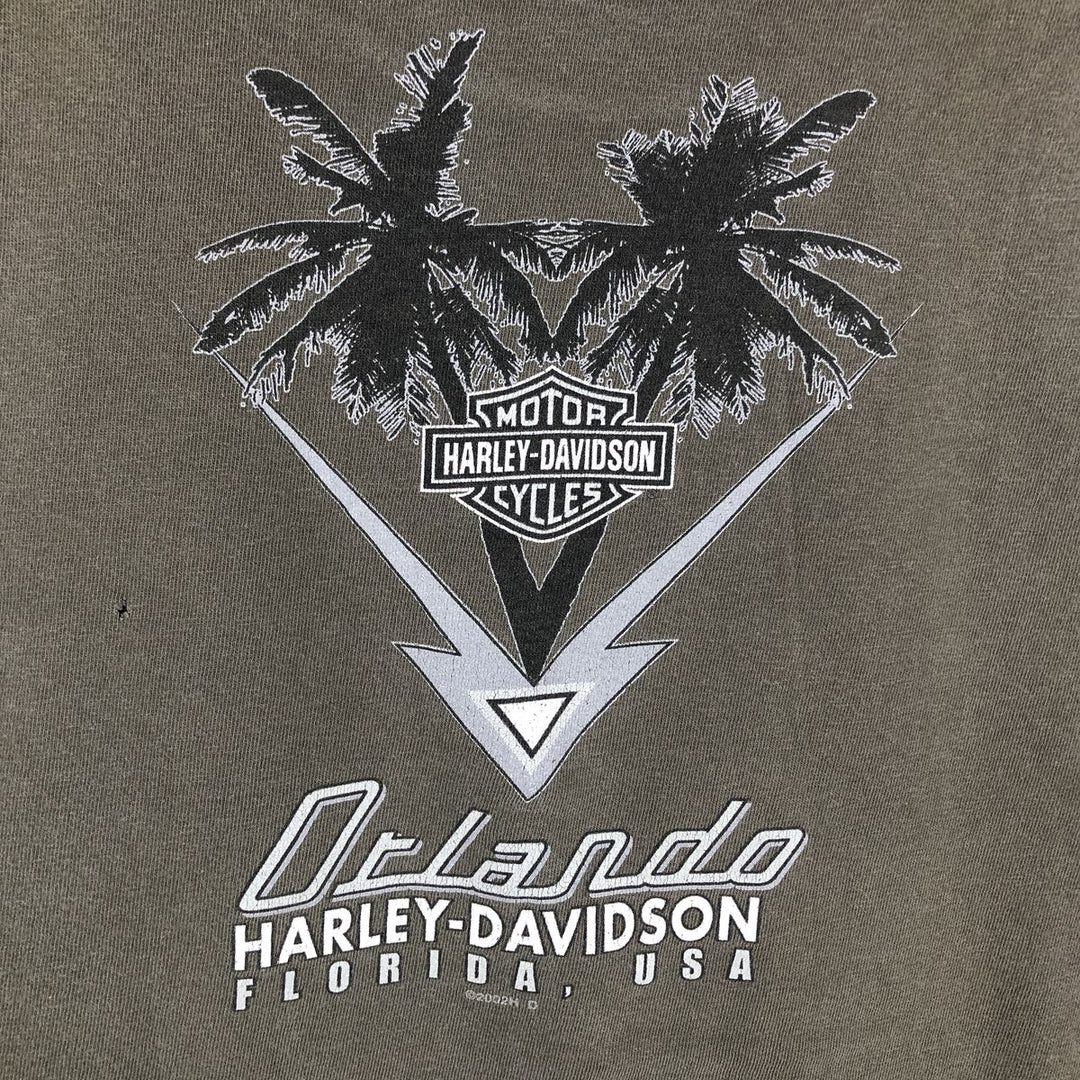 00'S Harley-Davidson Motorcycle Bike T-shirt Made in USA Men's XXL cotton Khaki type Vintage Second Hand