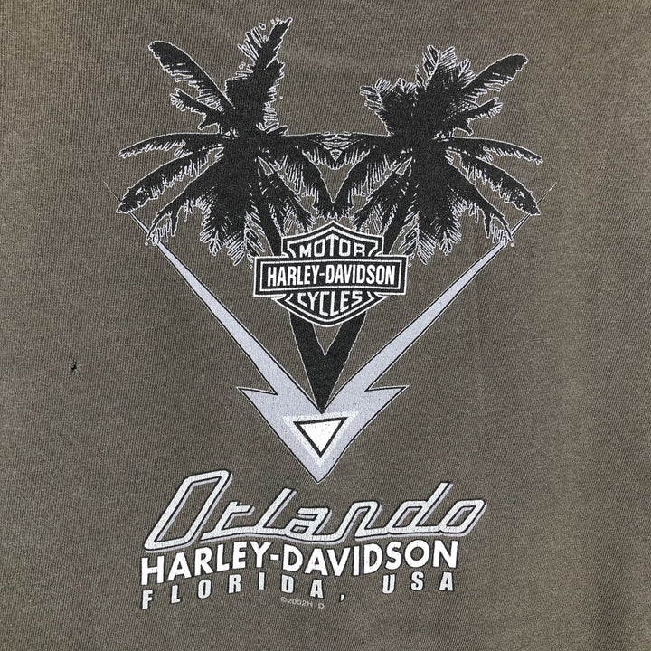 00'S Harley-Davidson Motorcycle Bike T-shirt Made in USA Men's XXL cotton Khaki type Vintage Second Hand