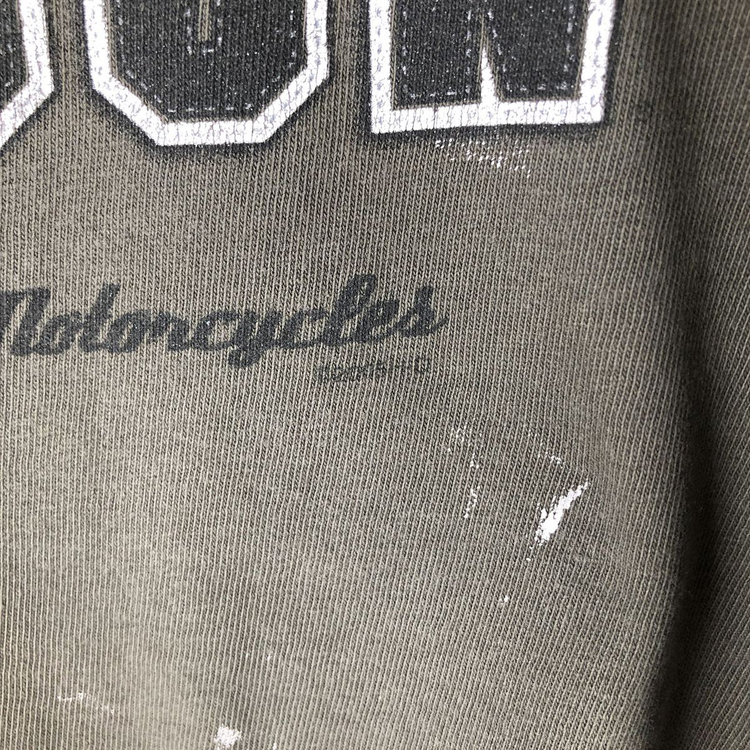 00'S Harley-Davidson Motorcycle Bike T-shirt Made in USA Men's XXL cotton Khaki type Vintage Second Hand