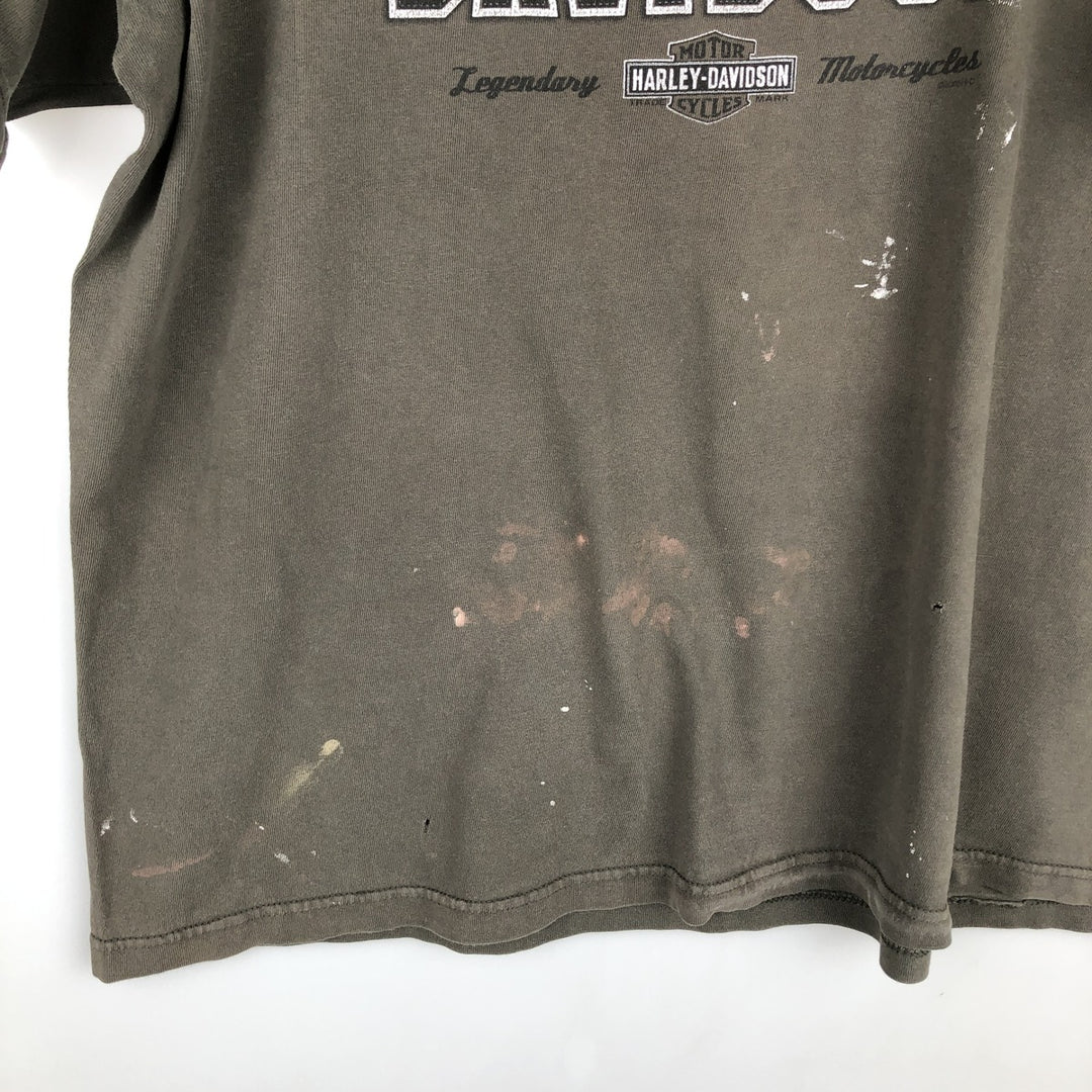 00'S Harley-Davidson Motorcycle Bike T-shirt Made in USA Men's XXL cotton Khaki type Vintage Second Hand