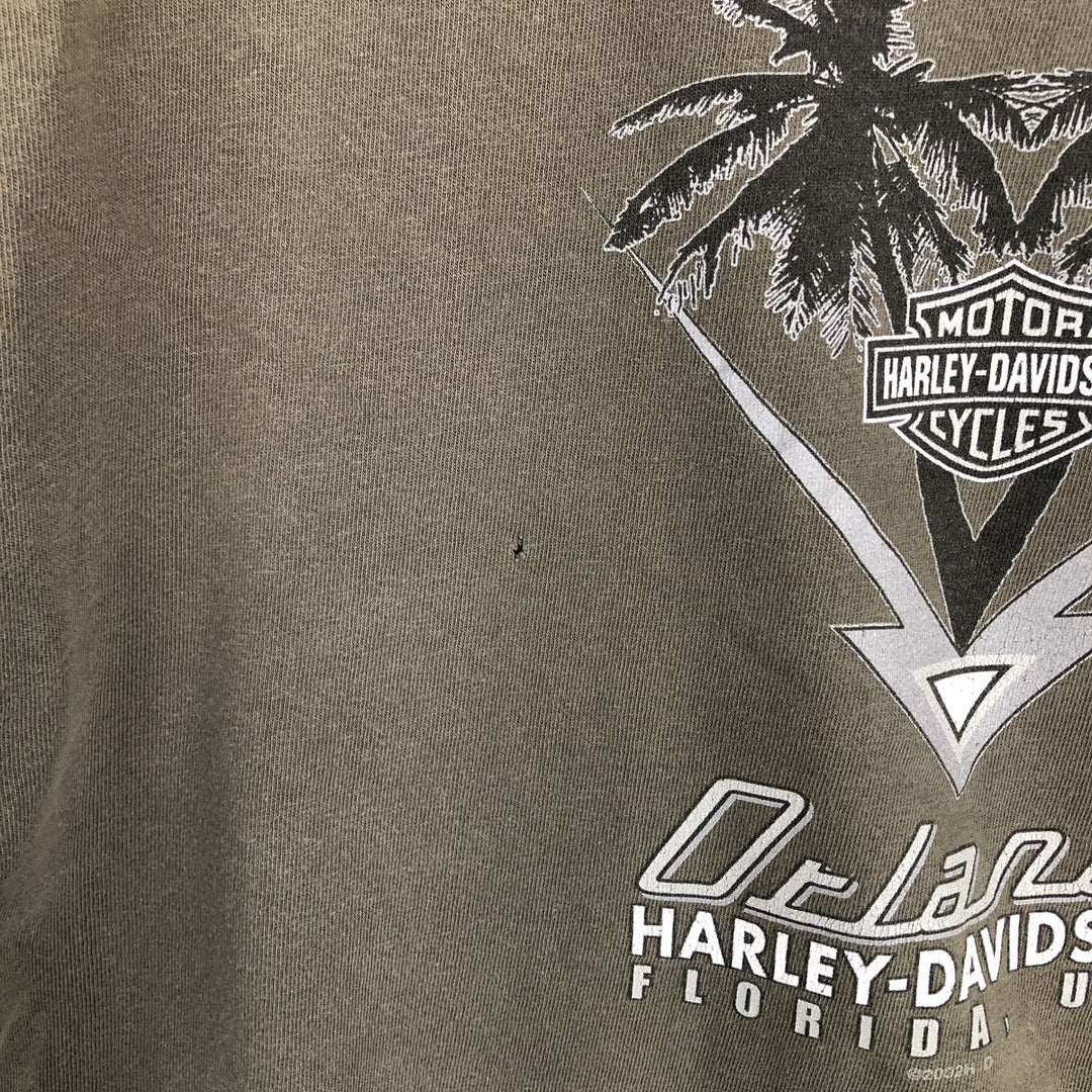00'S Harley-Davidson Motorcycle Bike T-shirt Made in USA Men's XXL cotton Khaki type Vintage Second Hand