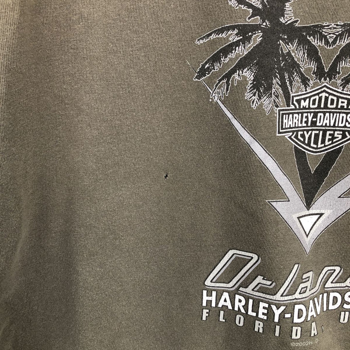 00'S Harley-Davidson Motorcycle Bike T-shirt Made in USA Men's XXL cotton Khaki type Vintage Second Hand