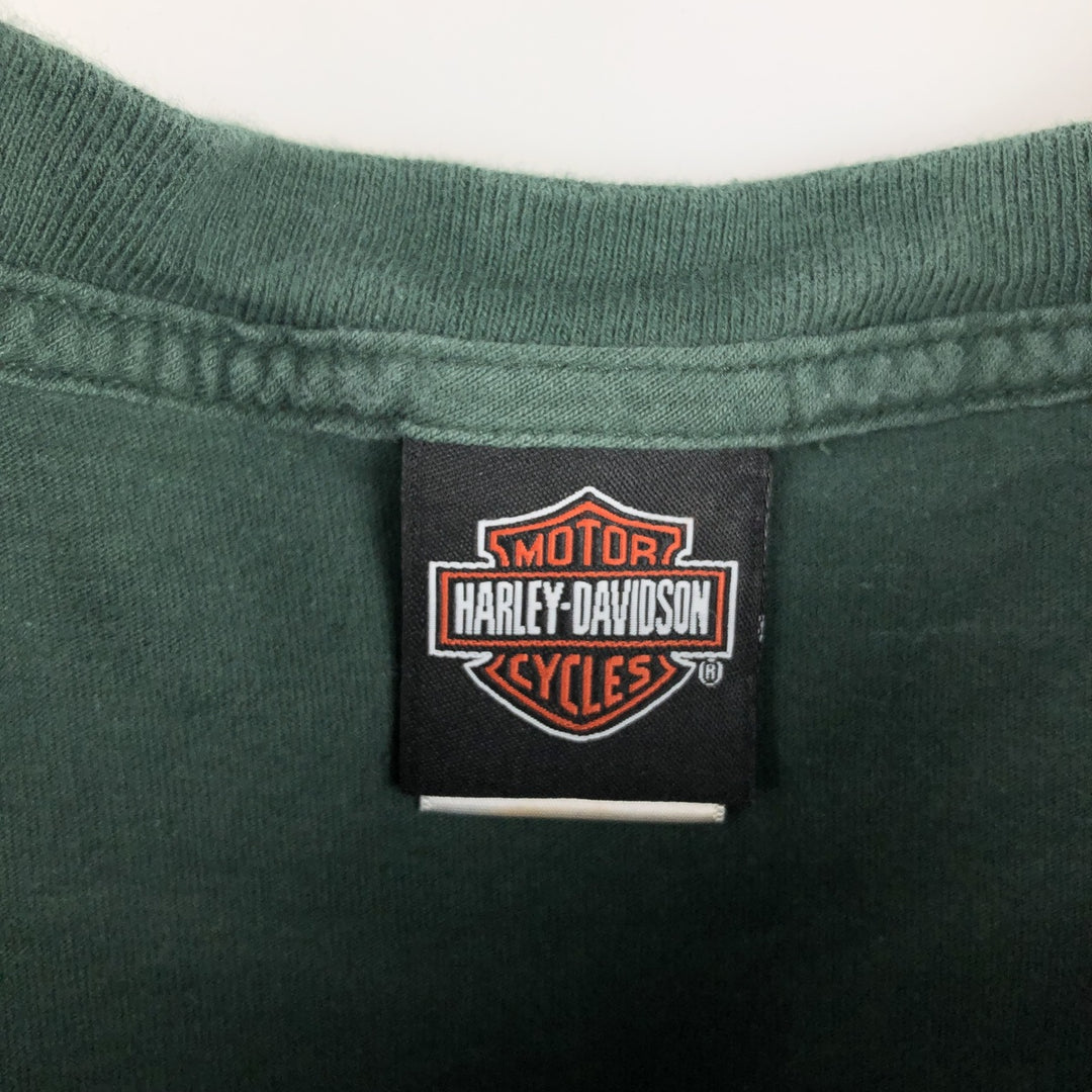 2000'S Harley-Davidson Crocodile Pattern Motorcycle T-Shirt, Made in USA, Men's Size M (approx.) cotton Green type dark green Vintage Second Hand