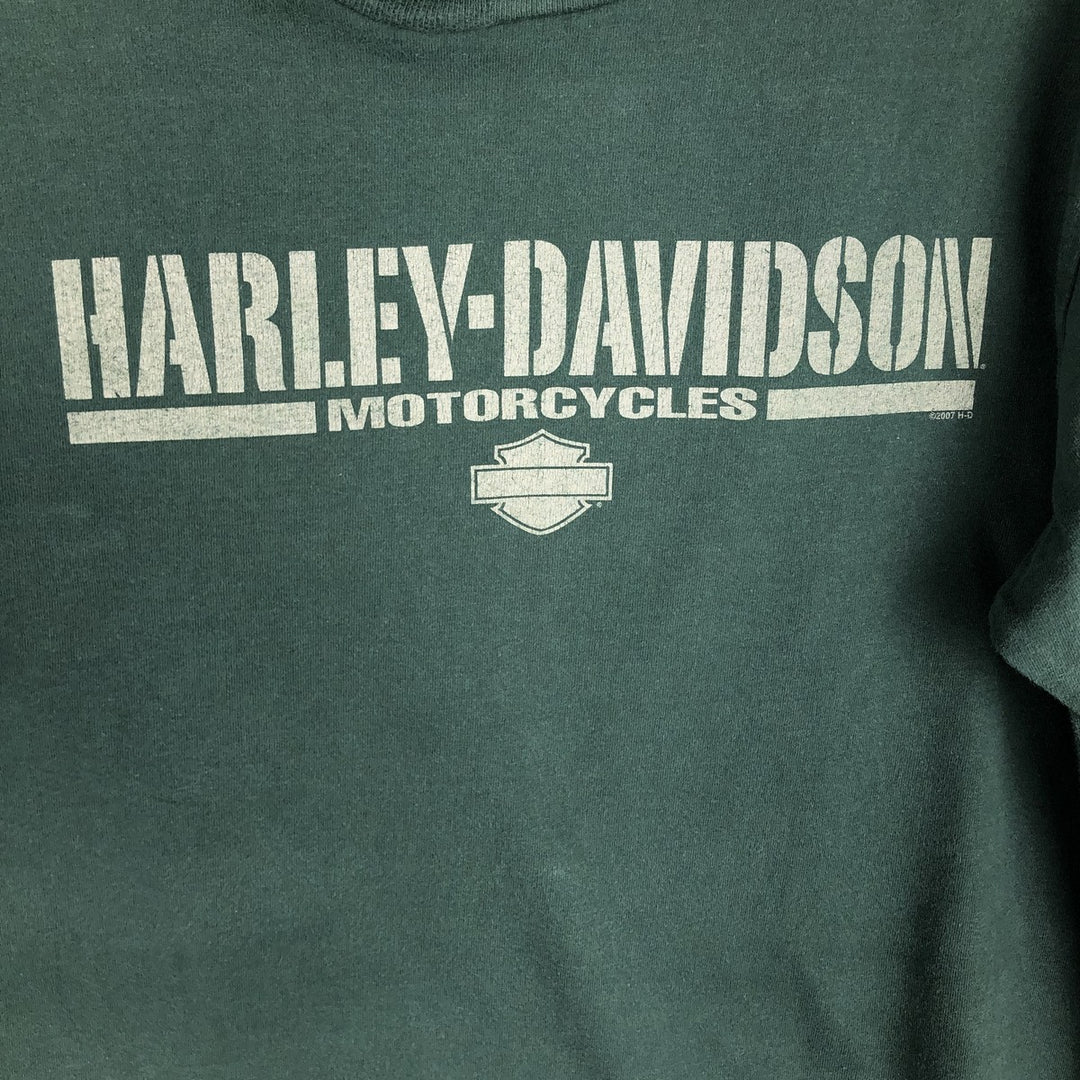 2000'S Harley-Davidson Crocodile Pattern Motorcycle T-Shirt, Made in USA, Men's Size M (approx.) cotton Green type dark green Vintage Second Hand