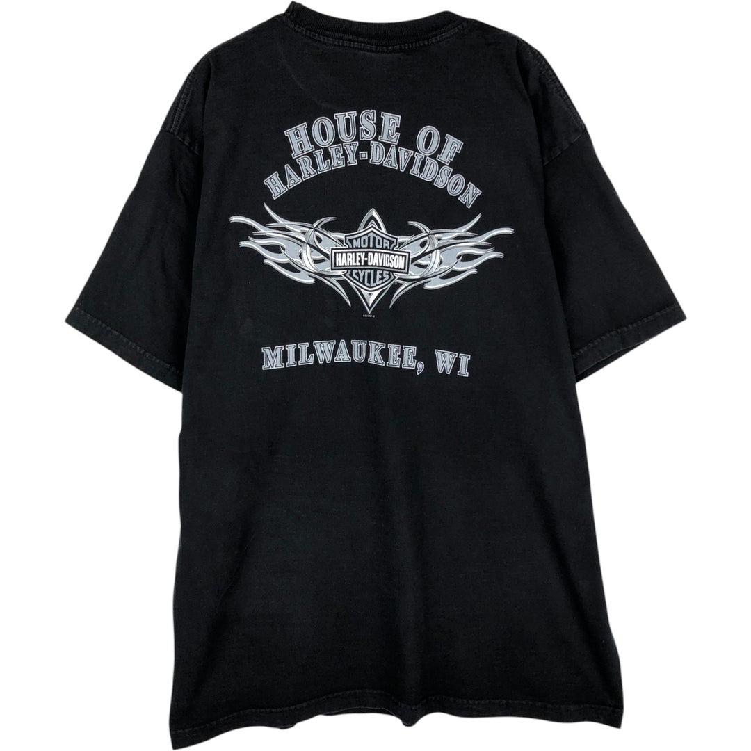 2000'S Harley-Davidson Eagle Pattern Tribal Motorcycle T-Shirt, Made in USA, Men's XL (approx.) cotton black type Vintage Second Hand