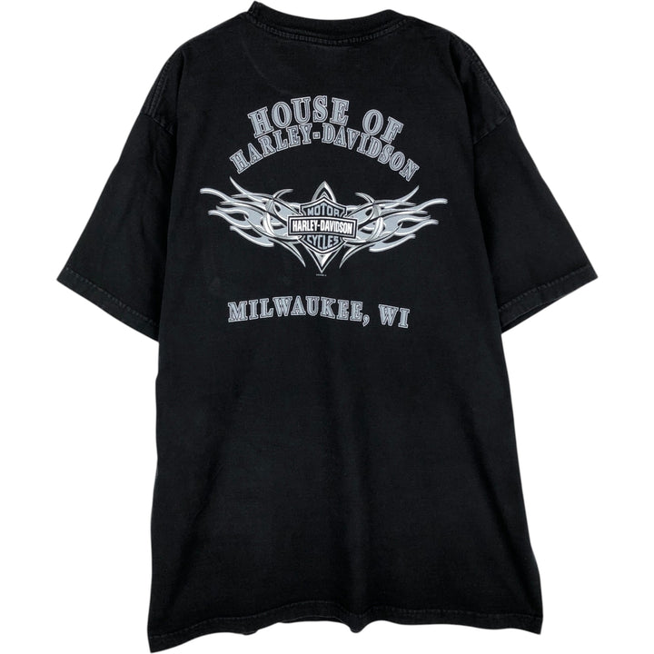 2000'S Harley-Davidson Eagle Pattern Tribal Motorcycle T-Shirt, Made in USA, Men's XL (approx.) cotton black type Vintage Second Hand