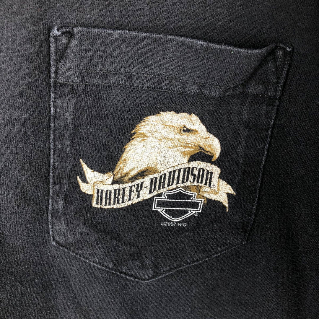 2000'S Harley-Davidson Eagle Pattern Tribal Motorcycle T-Shirt, Made in USA, Men's XL (approx.) cotton black type Vintage Second Hand