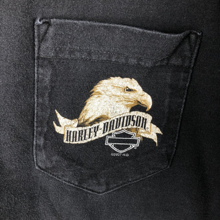 2000'S Harley-Davidson Eagle Pattern Tribal Motorcycle T-Shirt, Made in USA, Men's XL (approx.) cotton black type Vintage Second Hand