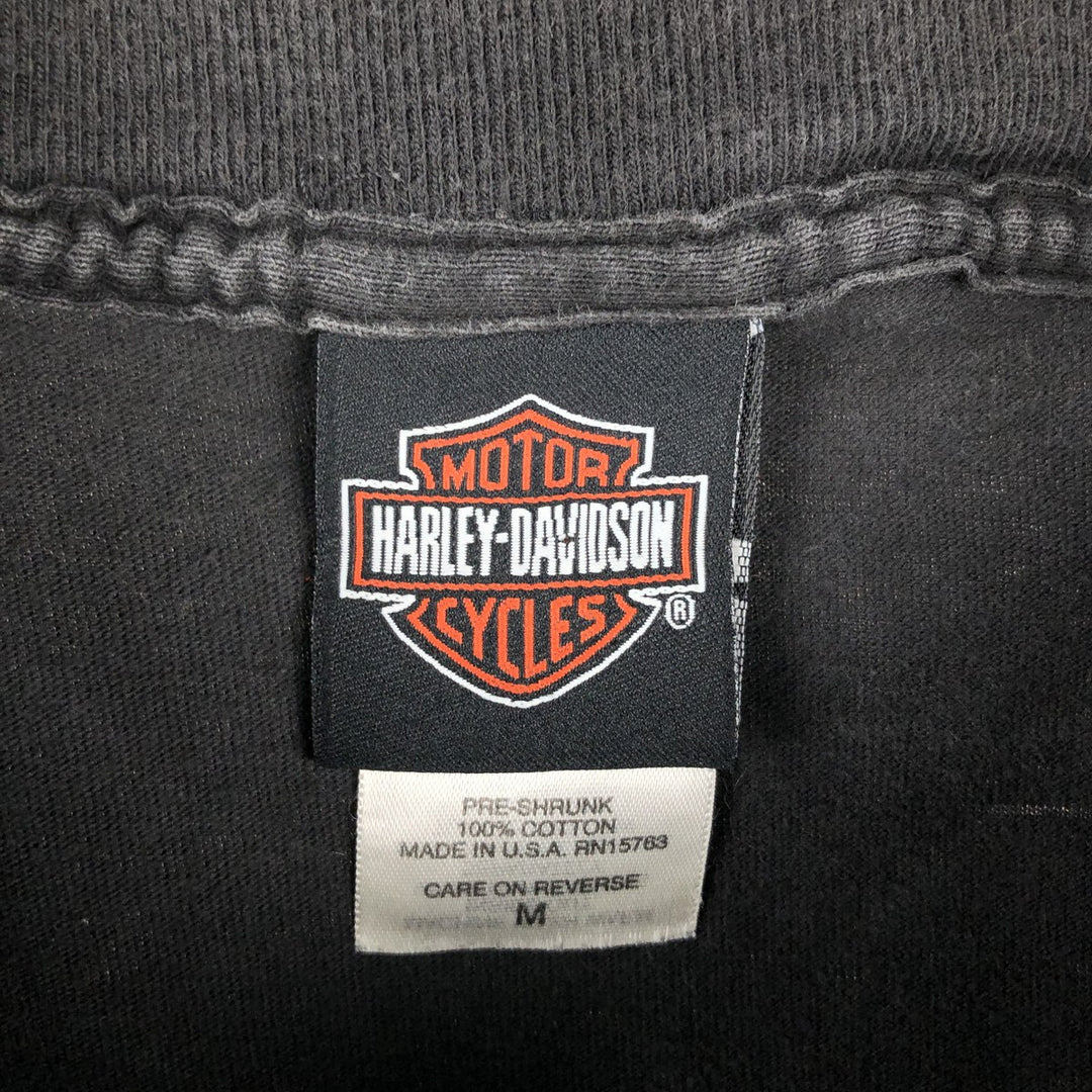 2000'S Harley-Davidson American flag pattern motorcycle bike t-shirt, made in USA, men's size M equivalent. cotton Charcoal Vintage Second Hand