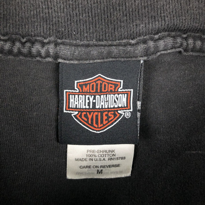 2000'S Harley-Davidson American flag pattern motorcycle bike t-shirt, made in USA, men's size M equivalent. cotton Charcoal Vintage Second Hand