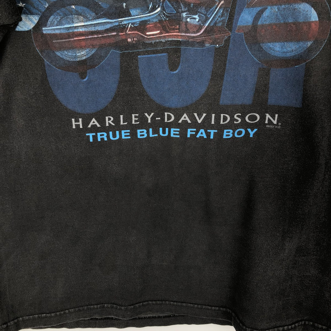 2000'S Harley-Davidson American flag pattern motorcycle bike t-shirt, made in USA, men's size M equivalent. cotton Charcoal Vintage Second Hand