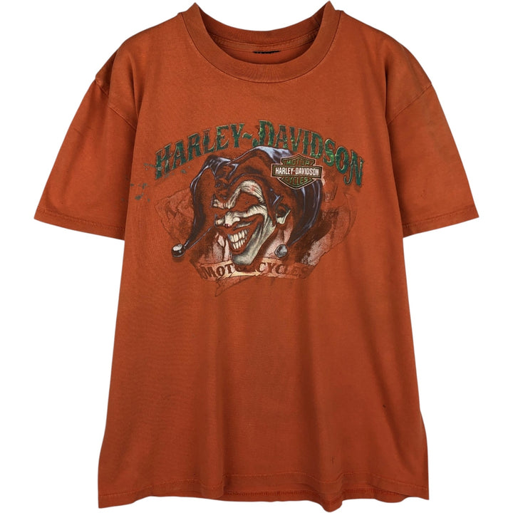 Harley-Davidson Fire Pattern Joker Motorcycle T-Shirt, Men's Size M (approx.) unclear orange type Vintage Second Hand